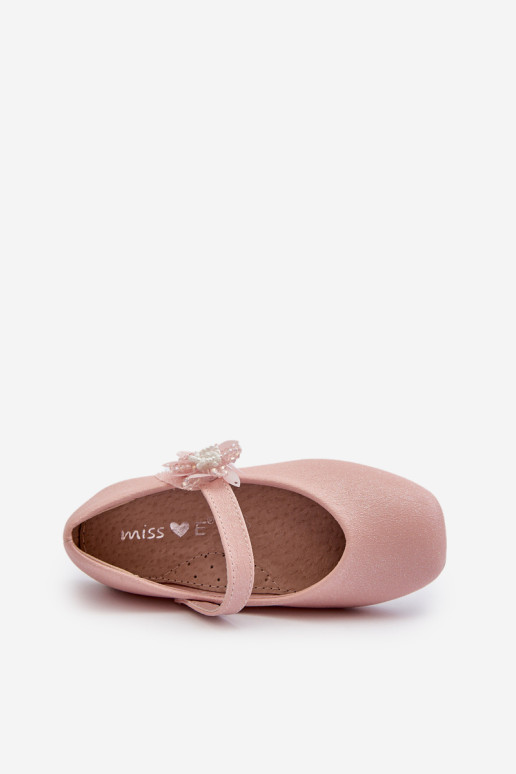 Vaikiškos blizgančios balerinos su Velcro užsegimu, Pink Jeylin
