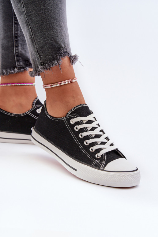 Moteriški klasikiniai žemi sportbačiai, juodi Caelira