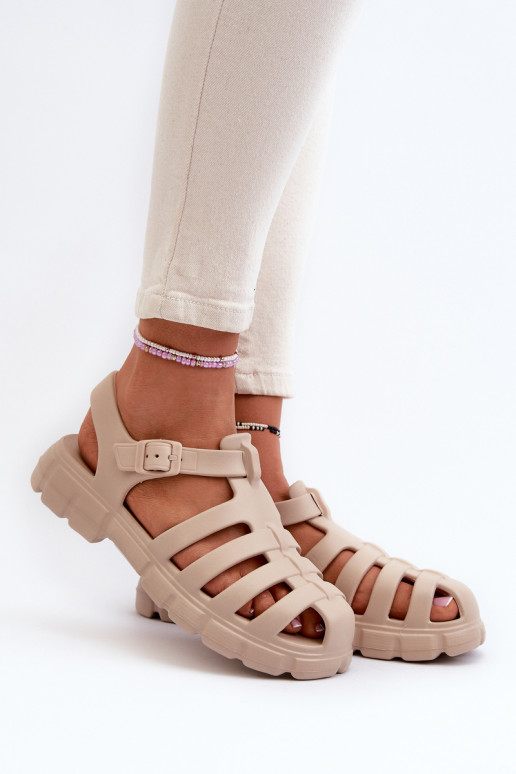 Moteriški putplasčio romėniški sandalai Beige Gasaria