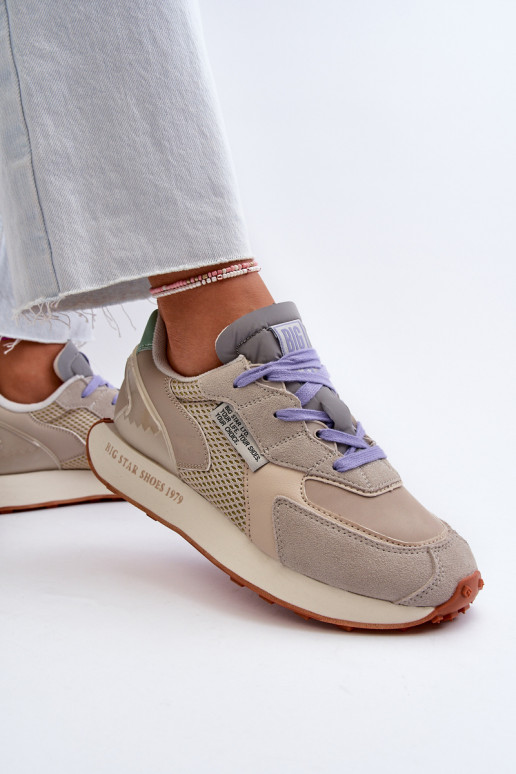 Moteriški sportbačiai su Memory Foam System Big Star platforma NN274681 smėlio spalvos