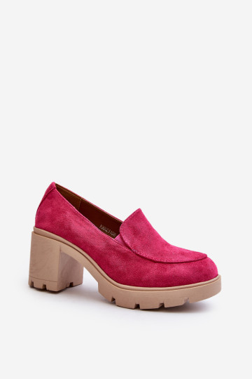 Moteriški ekologiški zomšiniai batai su aukštakulniais ir „Fuchsia Arablosa“ platforma 2