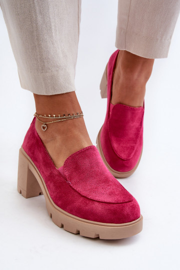 Moteriški ekologiški zomšiniai batai su aukštakulniais ir „Fuchsia Arablosa“ platforma