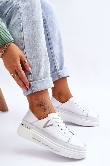 Odiniai sportbačiai White Saul ant platformos 3