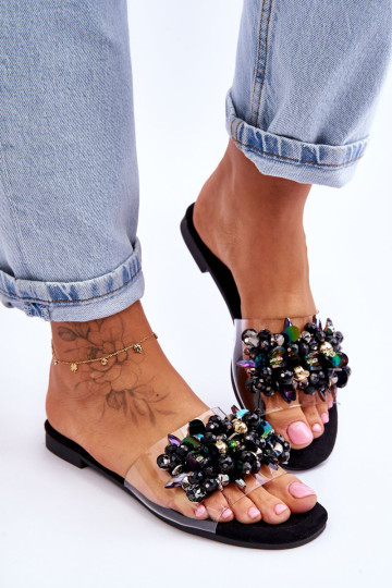 Šlepetės su dekoracija S.Barski juodos 3