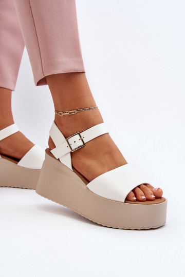 Moteriškos basutės ant platformos Geferia baltos 3