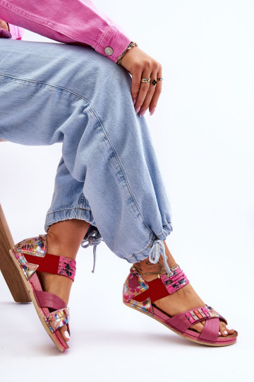 Odiniai sandalai su Welt Maciejka 03375-44 Pink 2