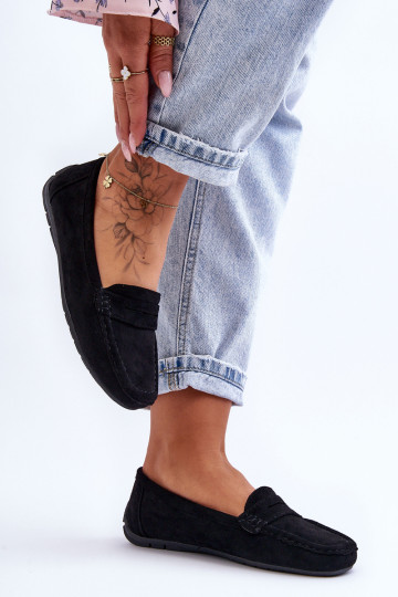 Moteriški zomšiniai mokasinai, juodi Lenvie 2