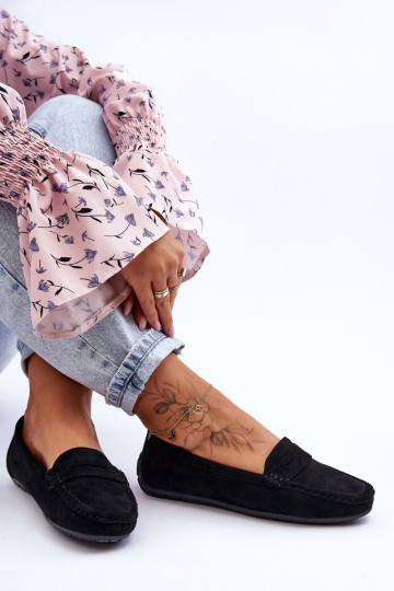 Moteriški zomšiniai mokasinai, juodi Lenvie