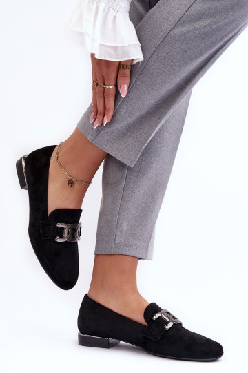 Moteriški mokasinai su dekoracija Black Camilena - zomša