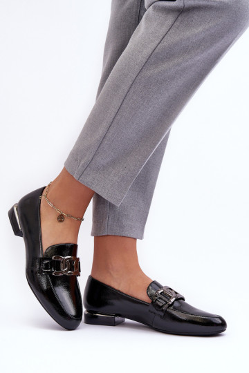 Moteriški lakinės odos mokasinai su puošmena, juoda Camilena 2