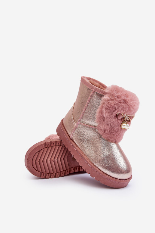 Vaikiški sniego batai su kailiuku, rožinė Hasiba