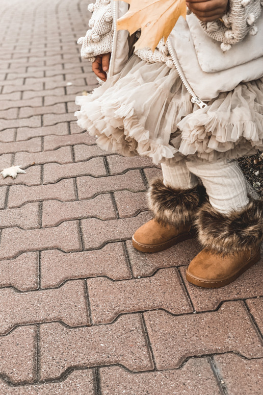 Vaikiški rudi Ariana sniego batai su kailiuku