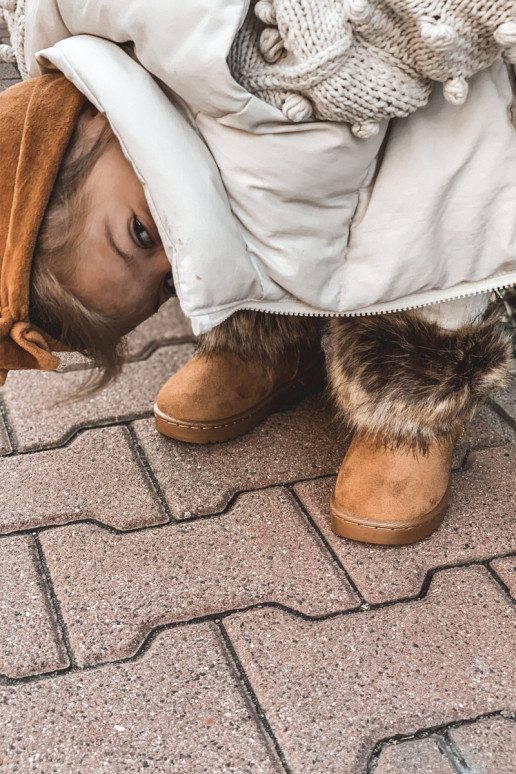 Vaikiški rudi Ariana sniego batai su kailiuku