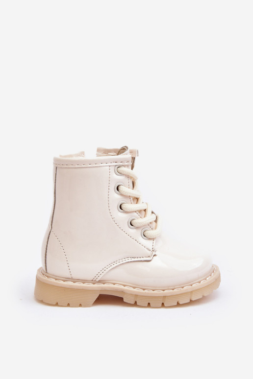 Vaikiški lakinės odos aulinukai su užtrauktuku, Beige Tibbie