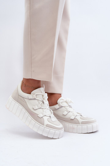 Moteriški odiniai sportiniai batai ant platformos M01/ 1 Zazoo šviesiai smėlio spalvos