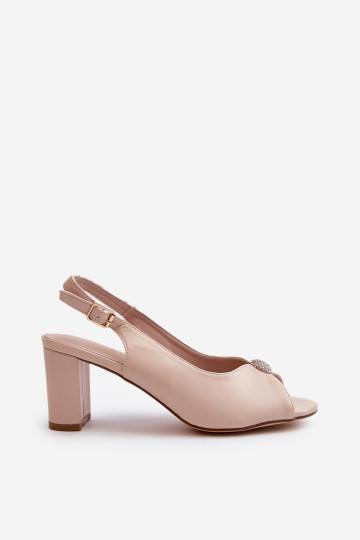 Elegantiški basutės ant aukšto kulno su puošmena, Beige Trasea 2