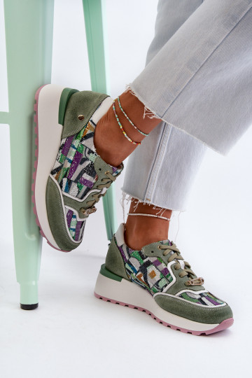 Moteriški odiniai sportbačiai ant platformos Maciejka 06390-09 Celadon