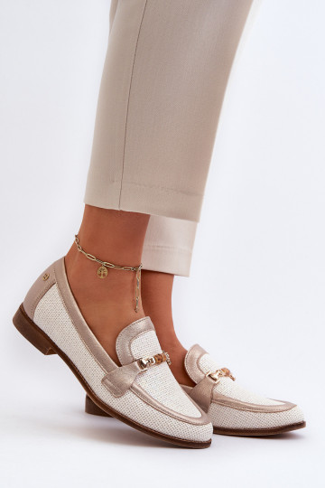 Odiniai mokasinai su aukso puošmena Maciejka 06442-25 Gold