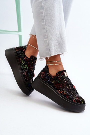 Odiniai sportbačiai su platforma Maciejka 6191S-01 juodi