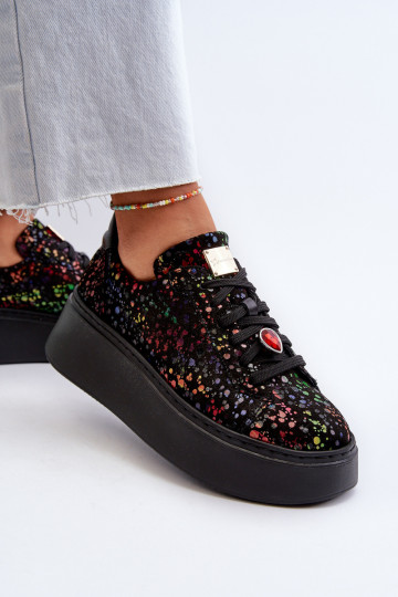 Odiniai sportbačiai su platforma Maciejka 6191S-01 juodi