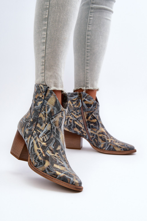 Moteriški odiniai kaubojiški batai ant aukšto kulno Maciejka 05776-13 mėlyna