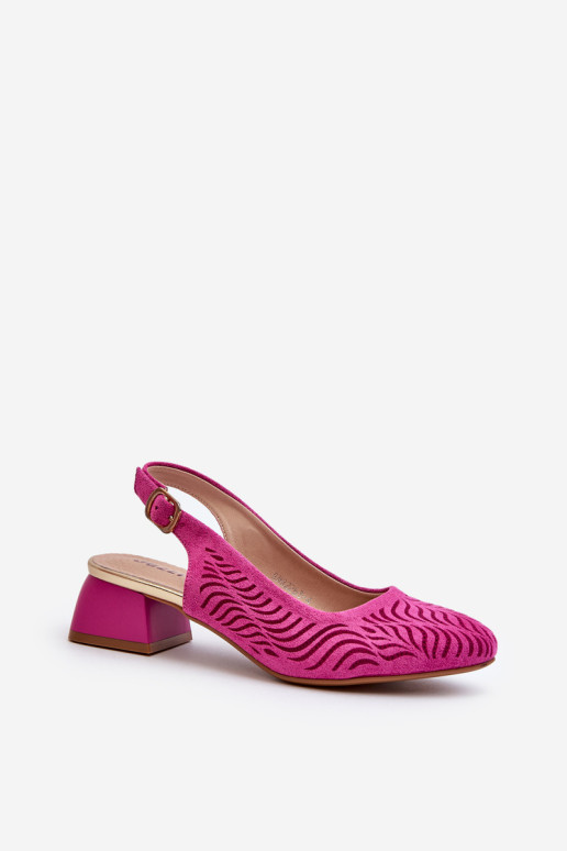 Fuchsia Block Heel Pumps Gemifa
