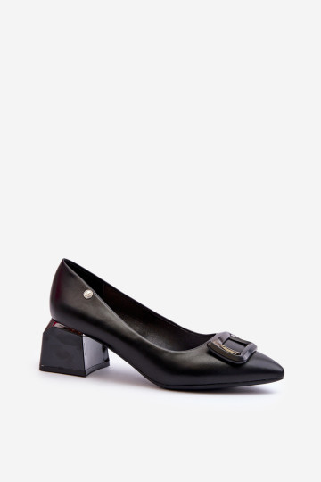 Block-kulniai siurbliai su dekoracija, Eco Leather, Black Sarala 2