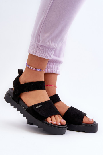 Moteriški zomšiniai sandalai ant Big Star platformos NN274700 juodi