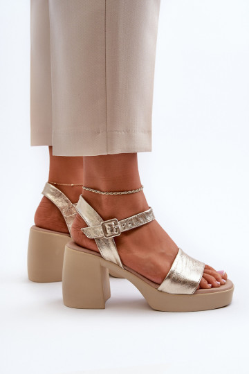 Zazoo 40386 moteriški odiniai sandalai ant bloko, auksiniai
