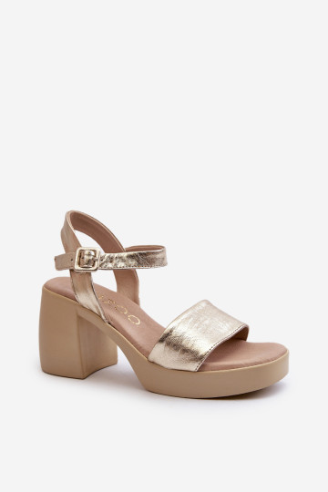 Zazoo 40386 moteriški odiniai sandalai ant bloko, auksiniai 2