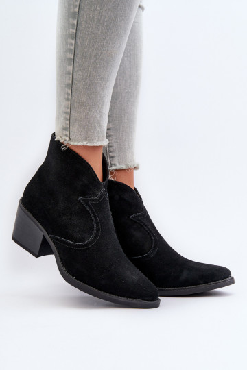 Zomšiniai kaubojiški batai su užtrauktuku D&A SN622-29 juodi