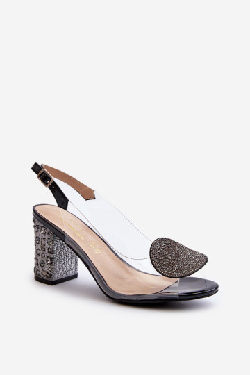 Permatomi sandalai ant aukšto kulno juodi D&A MR38-812 2