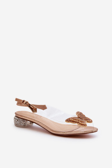 Permatomi basutės žemakulniais su drugeliu, auksiniai D&A MR38-388 2