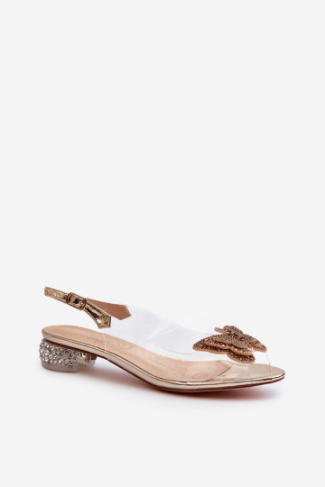 Permatomi basutės žemakulniais su drugeliu, rožinio aukso spalvos D&A MR38-388 2