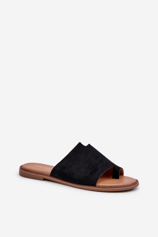 Moteriškos juodos amitės zomšos šlepetės