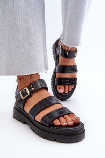 Moteriški sandalai su storu padu, juoda Nicarda