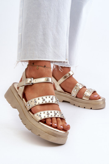 Moteriškos dekoruotos basutės Eco Leather Gold Arcida