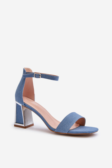 Mėlynos Pholia džinsinės basutės ant aukštakulnio 2