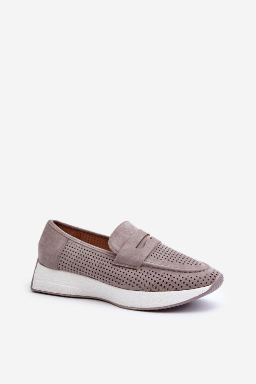 Moteriški mokasinai ant platformos Eco Suede Grey Inesqua