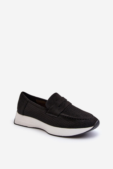 Moteriški mokasinai ant platformos Eco Suede Black Inesqua 2