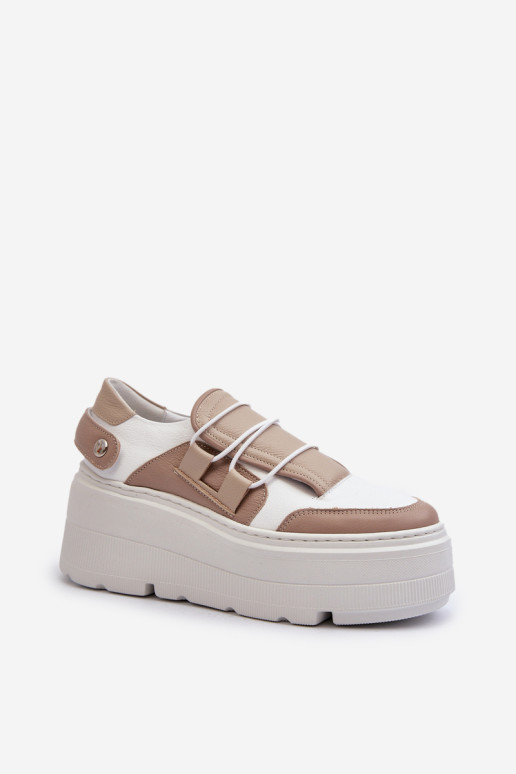 „Zazoo 1833“ moteriški odiniai sportbačiai ant masyvaus smėlio-balto pado