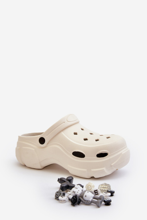 Moteriškos putplasčio šlepetės su masyviu padu, White Matirra