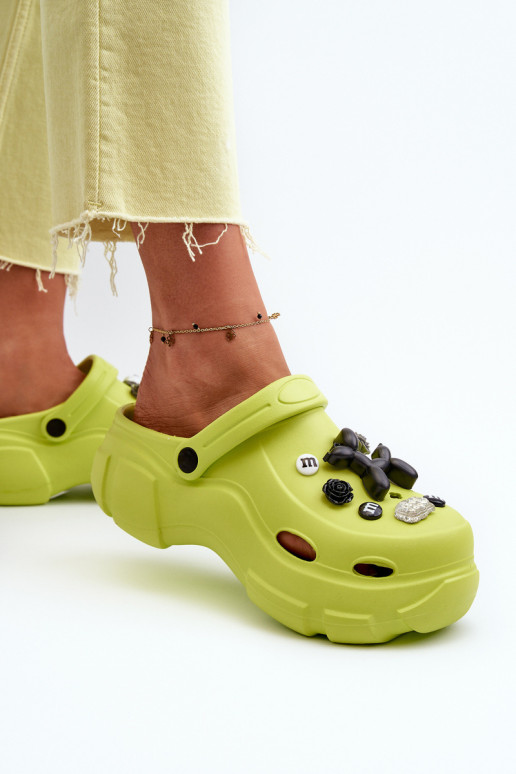 Moteriškos porolono lengvos šlepetės su masyviu padu, lime Matirra