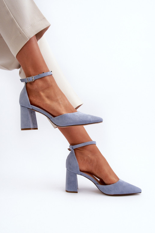 Aukštakulniai pompos smailiais pirštais, Eco Suede, Blue Halene