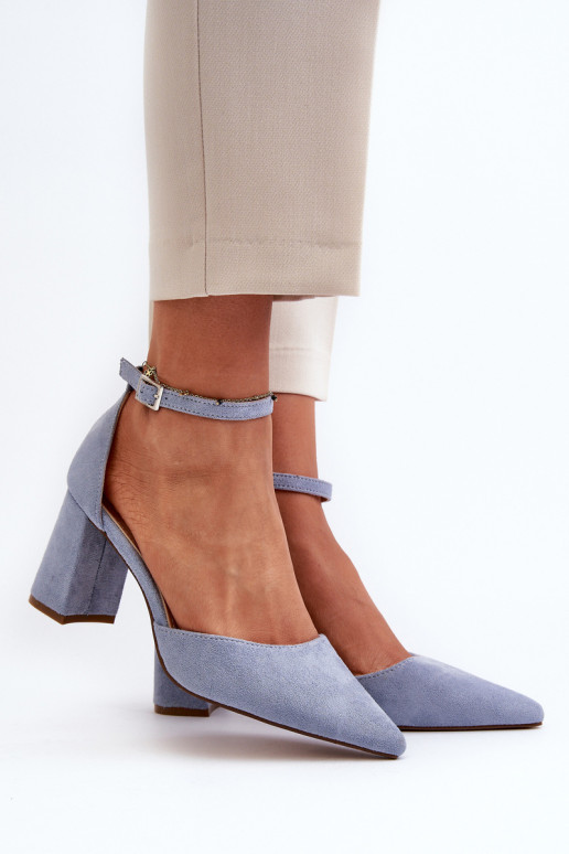 Aukštakulniai pompos smailiais pirštais, Eco Suede, Blue Halene