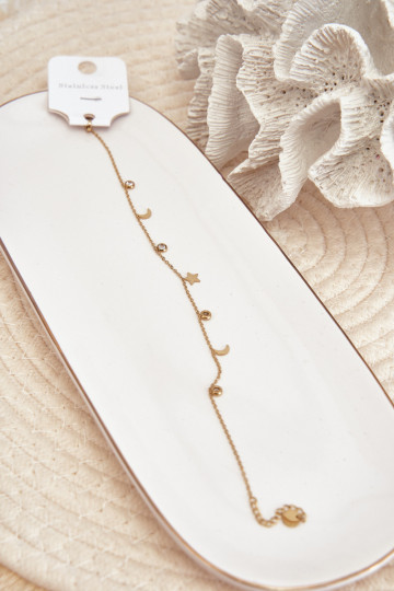 Kulkšnies apyrankė su mėnuliukais ir auksine žvaigžde