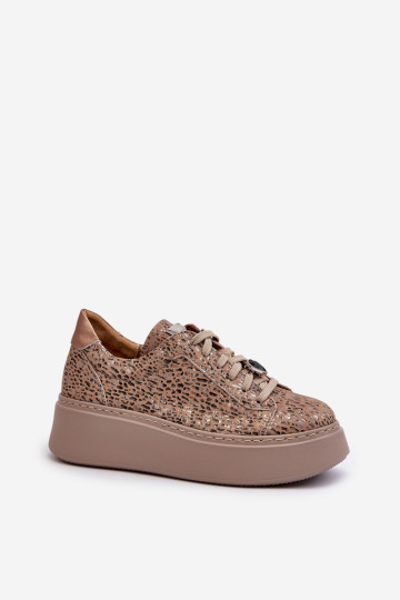 Odiniai sportiniai batai ant platformos Maciejka 06191-10 Beige 2