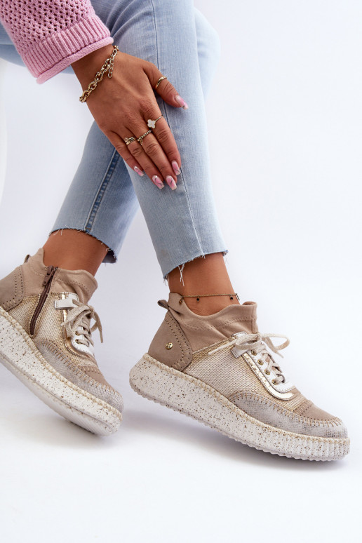 Zomšiniai moteriški batai Maciejka 06405-04 Smėlio spalvos