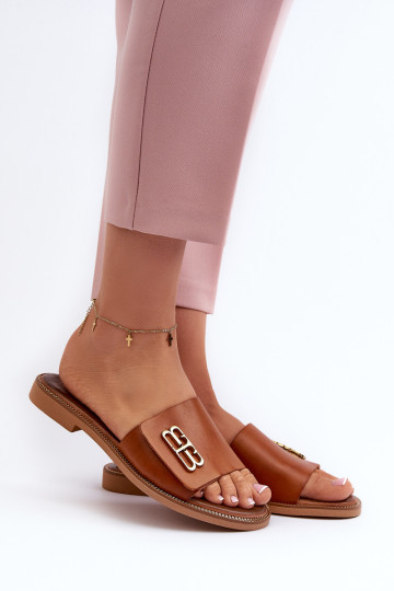 Zazoo 40384 Elegantiški moteriški odiniai šlepetės, ruda