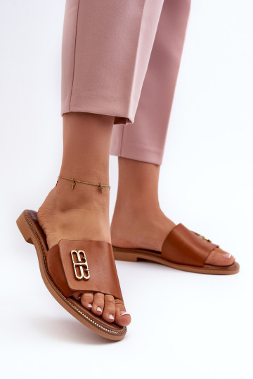 Zazoo 40384 Elegantiški moteriški odiniai šlepetės, ruda